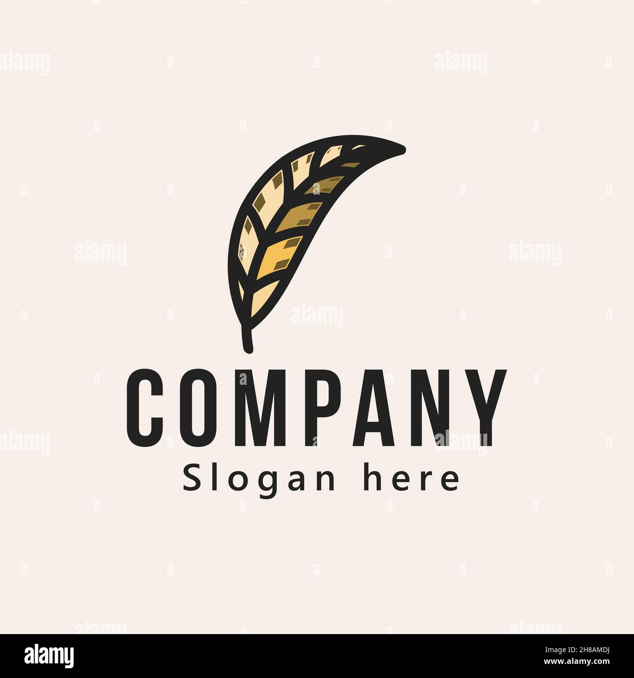 feather song writer logo design, vector illustration Stock Vector