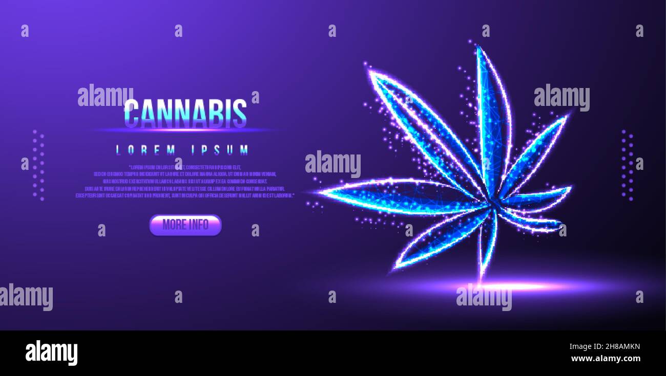 cannabis, hemp, low poly wireframe mesh Stock Vector