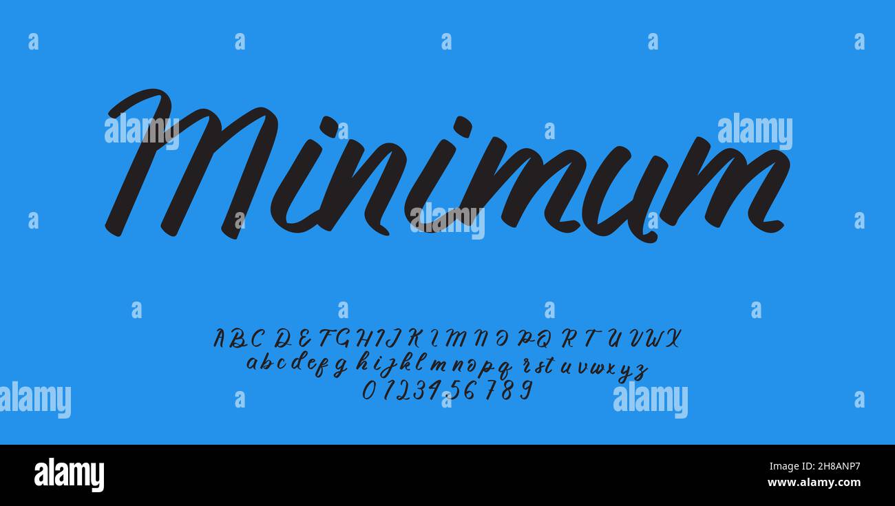 Handwriting Script Alphabet Font vector illustration isolated Background Stock Vector