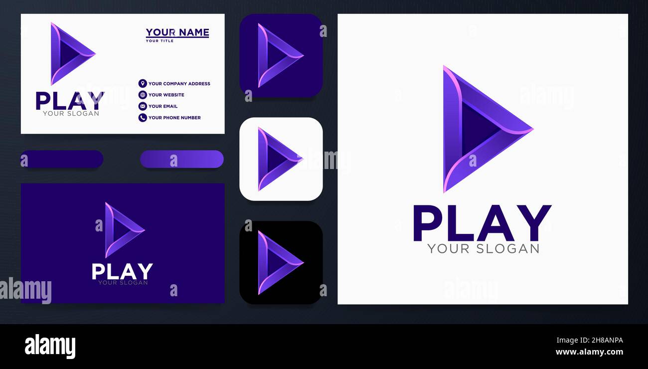 Play Button Logo Design Stock Vector