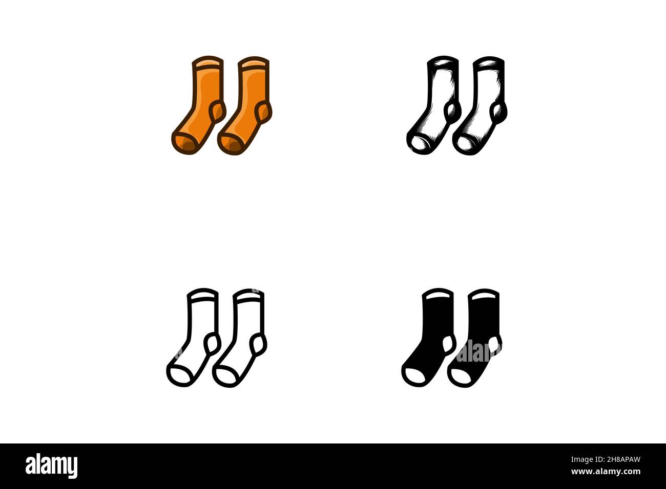 set sock isolated on white background, vector illustration Stock Vector