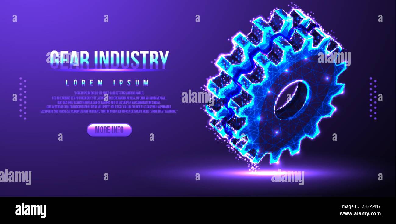 cog gear industry low poly wireframe Stock Vector