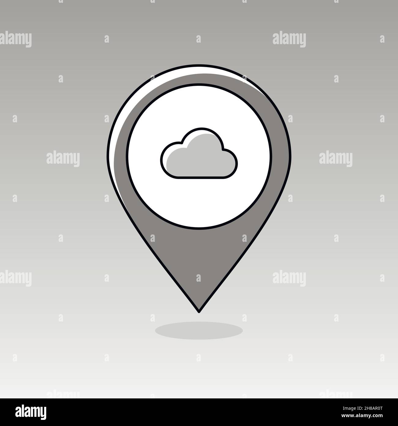 Cloud outline pin map icon. Map pointer. Map markers. Meteorology ...
