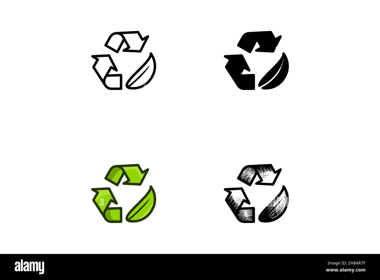 recycle leaf icon  isolated on white background, vector illustration Stock Vector
