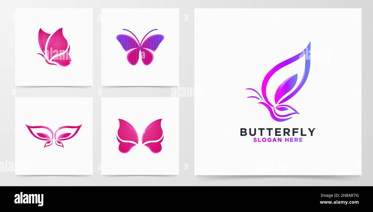 Gradient Beauty Butterfly logo Stock Vector