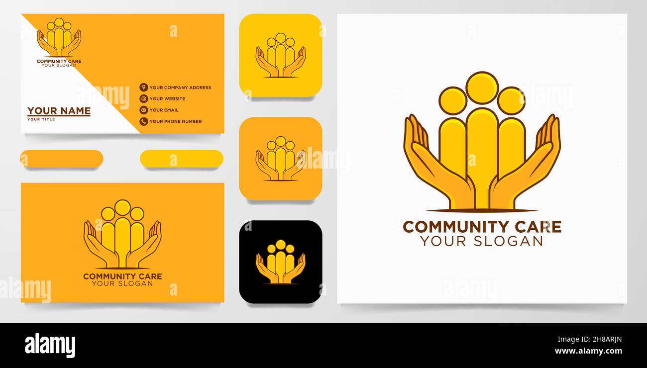 Community, Hand Care Logo Design Vector Illustration Stock Vector