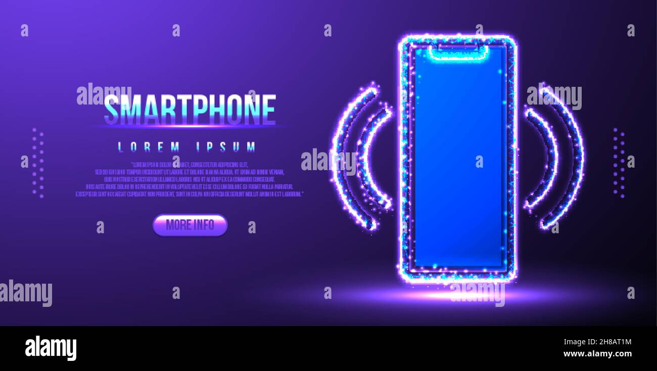 Smartphone and wifi signal, low poly wireframe Stock Vector