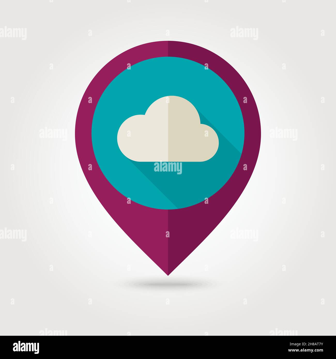 Cloud flat pin map icon. Map pointer. Map markers. Meteorology. Weather ...