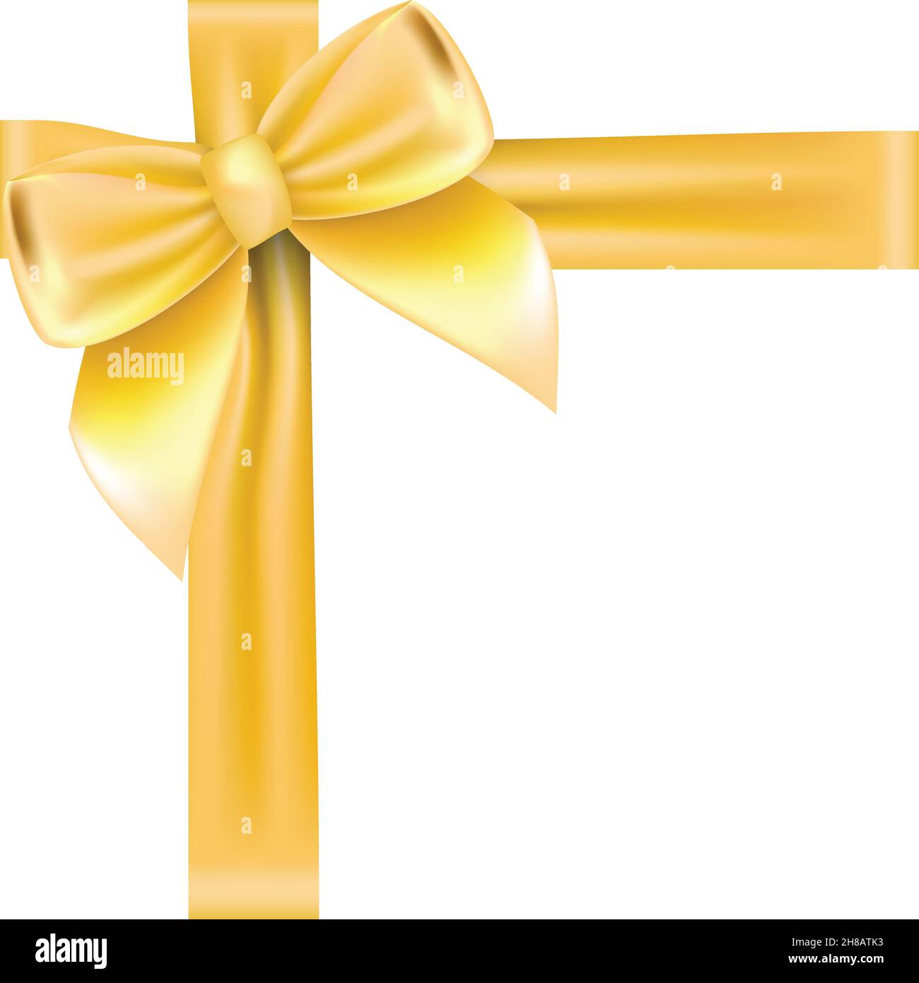 Shiny golden satin ribbon . Vector isolate gold bow for design greeting
