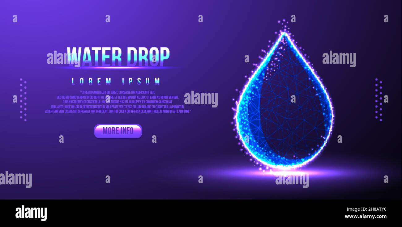 water drop, purity low poly wireframe Stock Vector