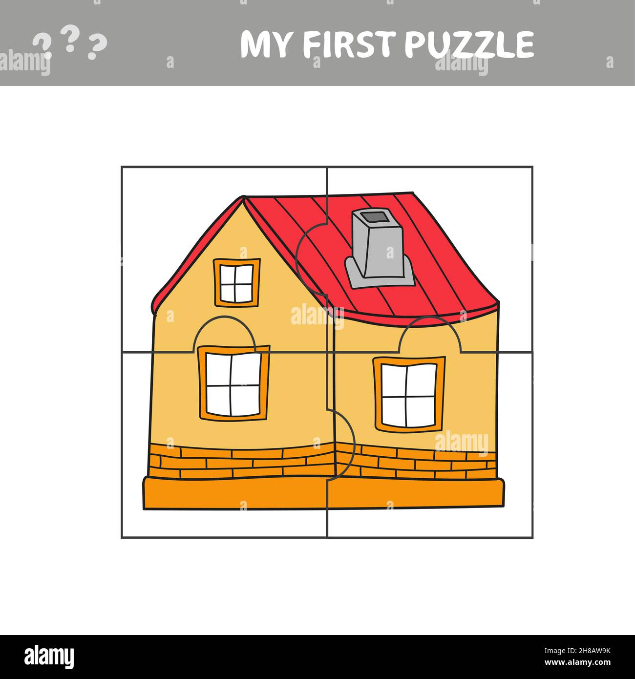 Education paper game for children, carton House. My first puzzle - game for  kids Stock Vector Image & Art - Alamy