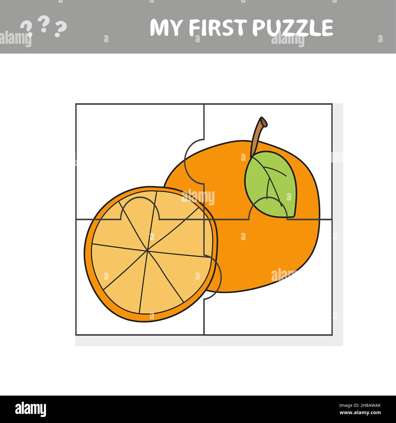 Easy educational paper game for kids. Simple kid application with Sweet  Orange fruit. My first puzzle Stock Vector Image & Art - Alamy