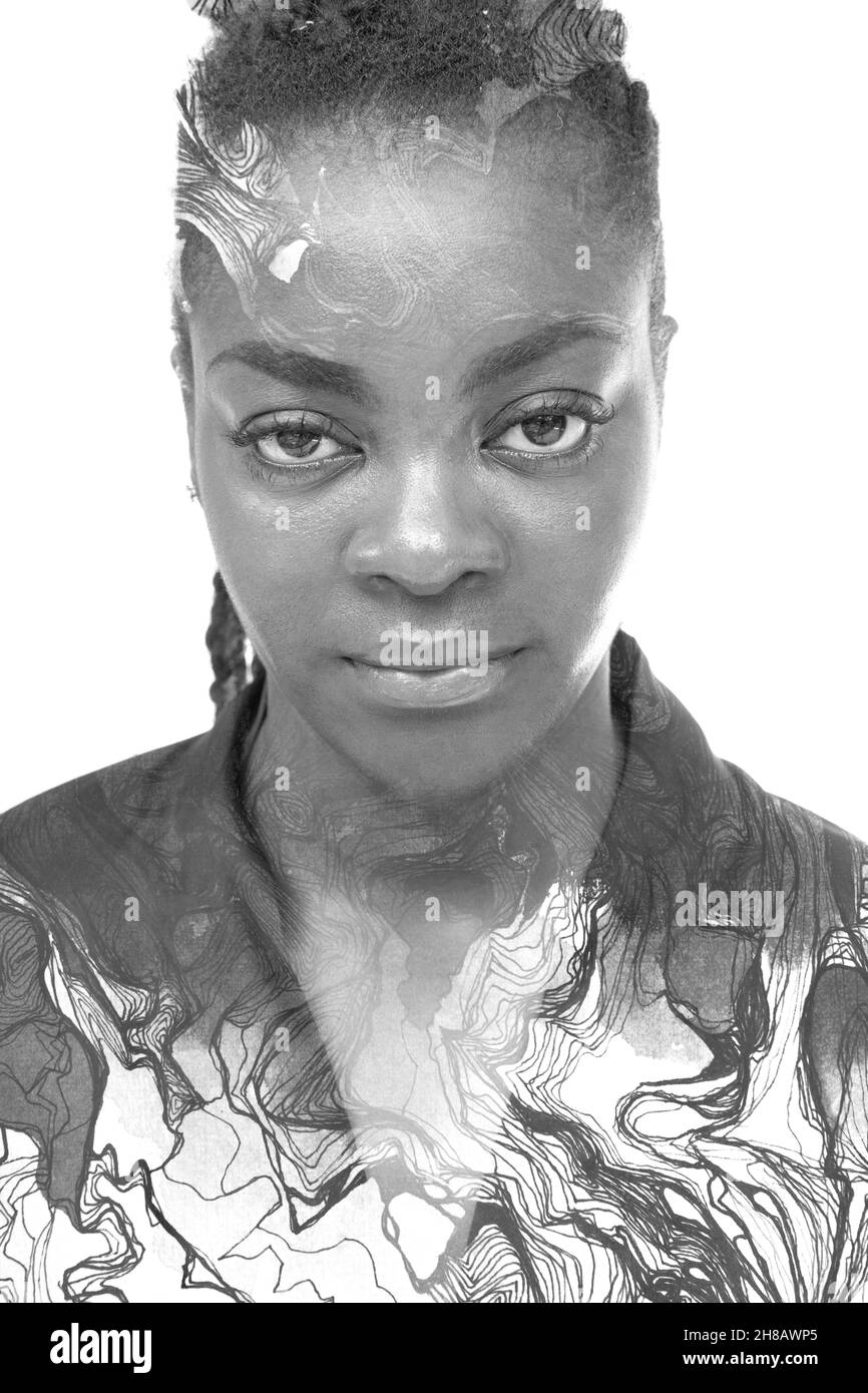 Hand drawn black abstract lines Black and White Stock Photos & Images