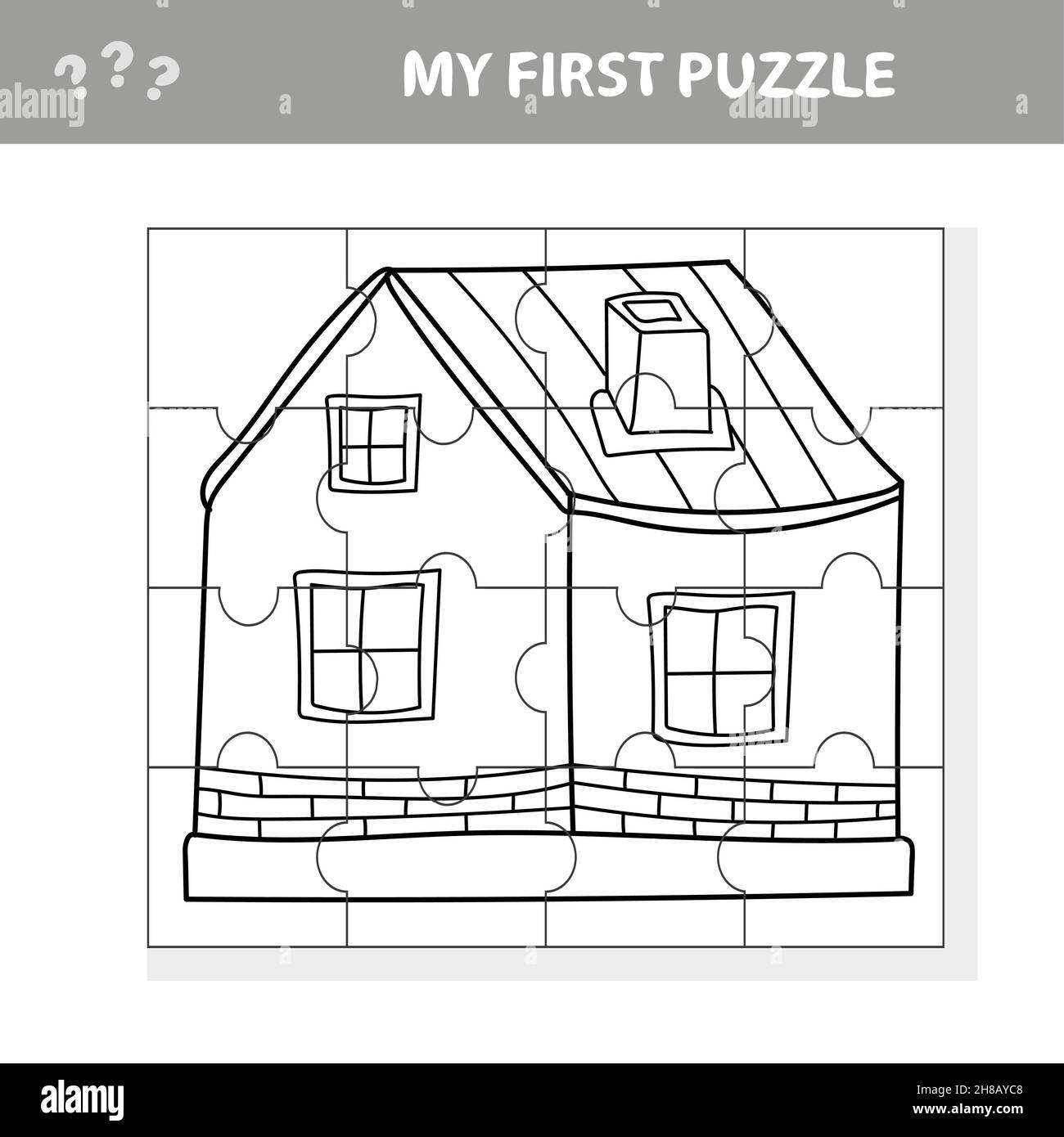 Education paper game for children, carton House. My first puzzle - game for  kids. Coloring page Stock Vector Image & Art - Alamy