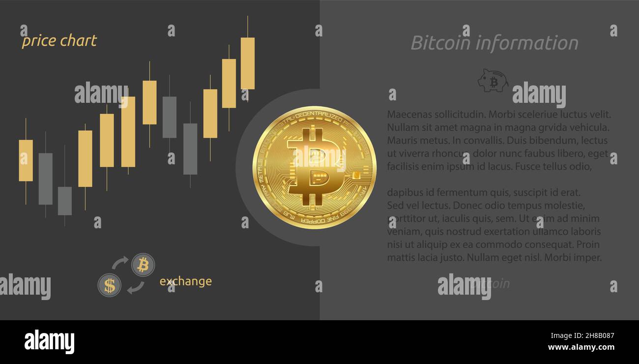 Bitcoin brochure, gold coin with chart vector Stock Vector