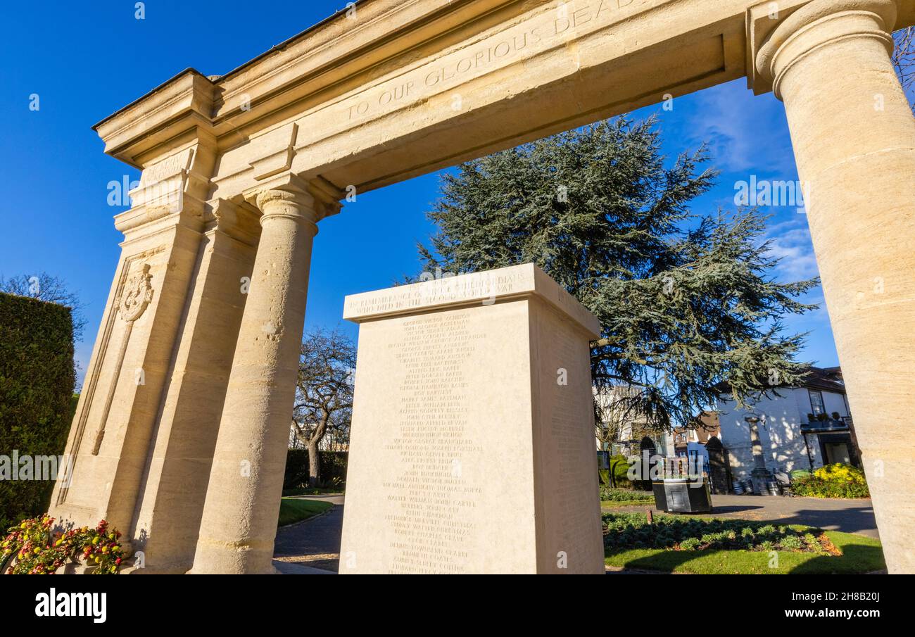 Second World War war memorial in Guildford Castle Grounds inscribed 'To Our Glorious Dead', Guildford, Surrey, south-east England Stock Photo