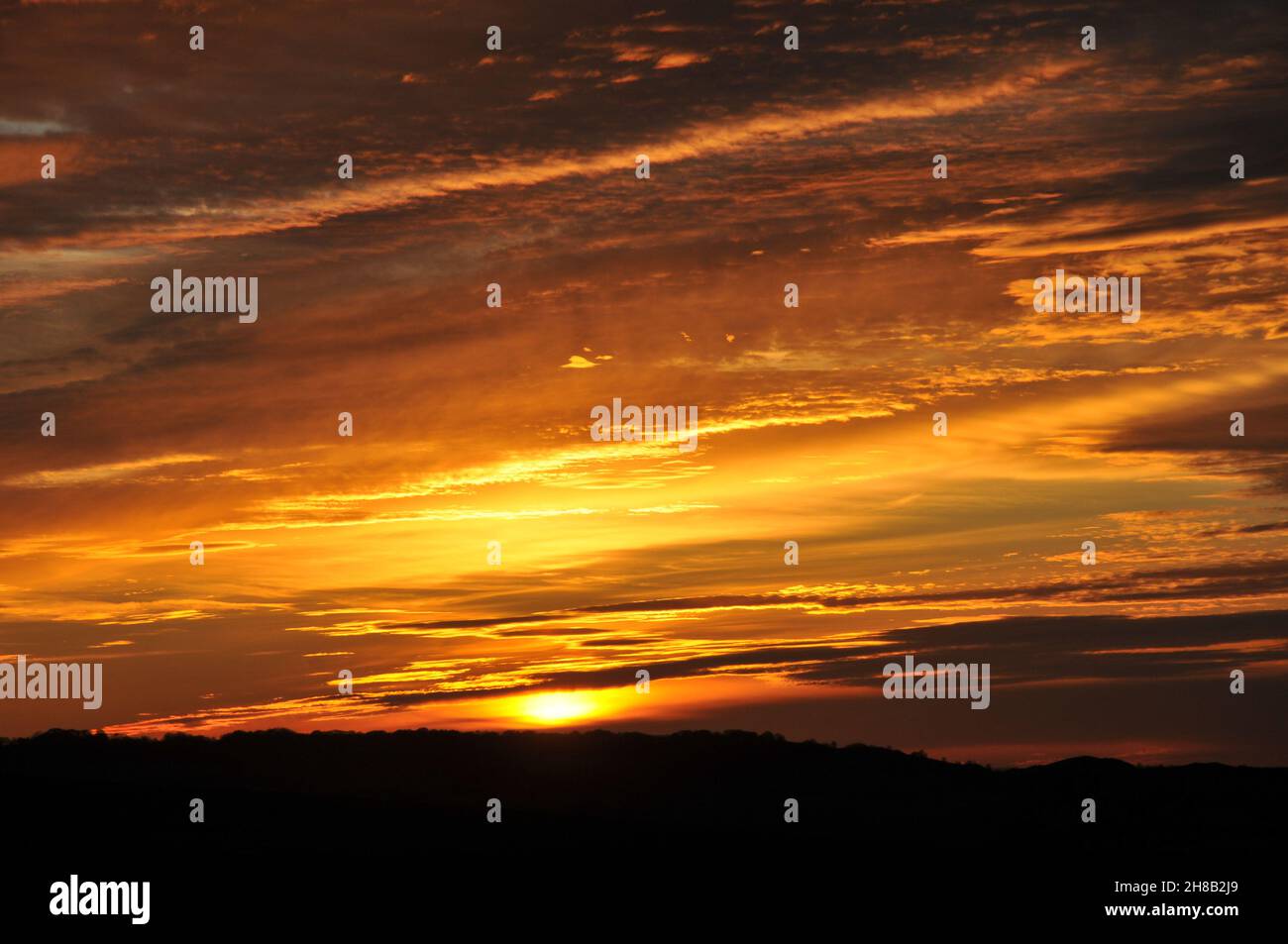 Sunset at Dunstable Downs, Luton, England. Stock Photo