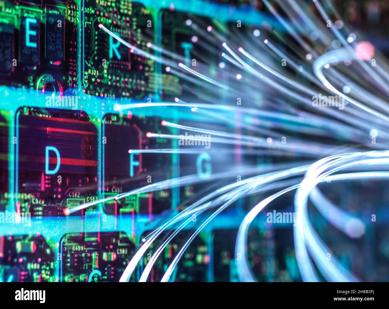 Fiber optic data, digital composite Stock Photo