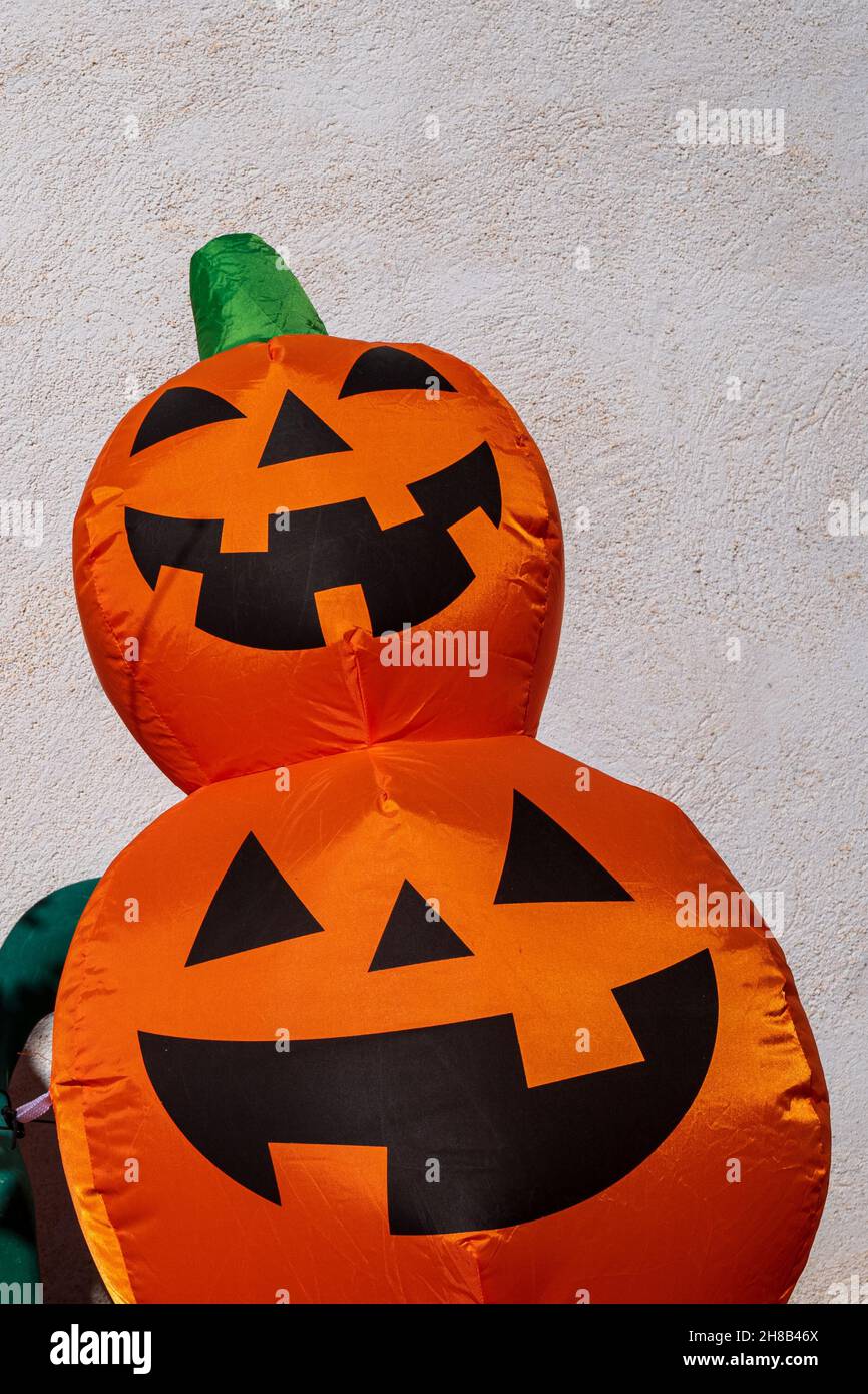 inflatable smiling jack o lantern pumpkins Stock Photo - Alamy