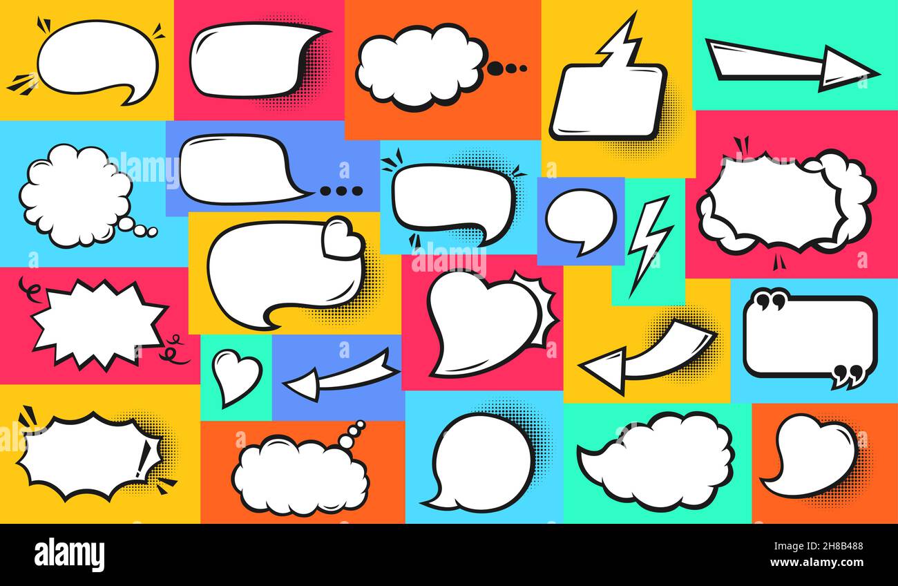 Speech bubble comic pop art set. Retro empty design elements dialog ...