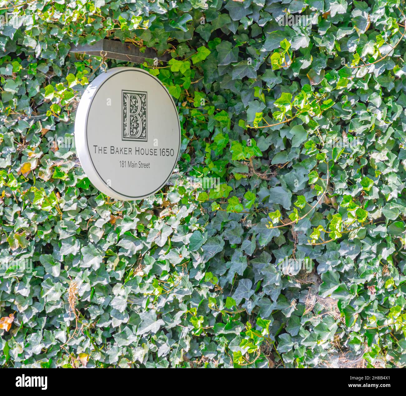 Sign for the Baker House 1650 in East Hampton, NY Stock Photo Alamy