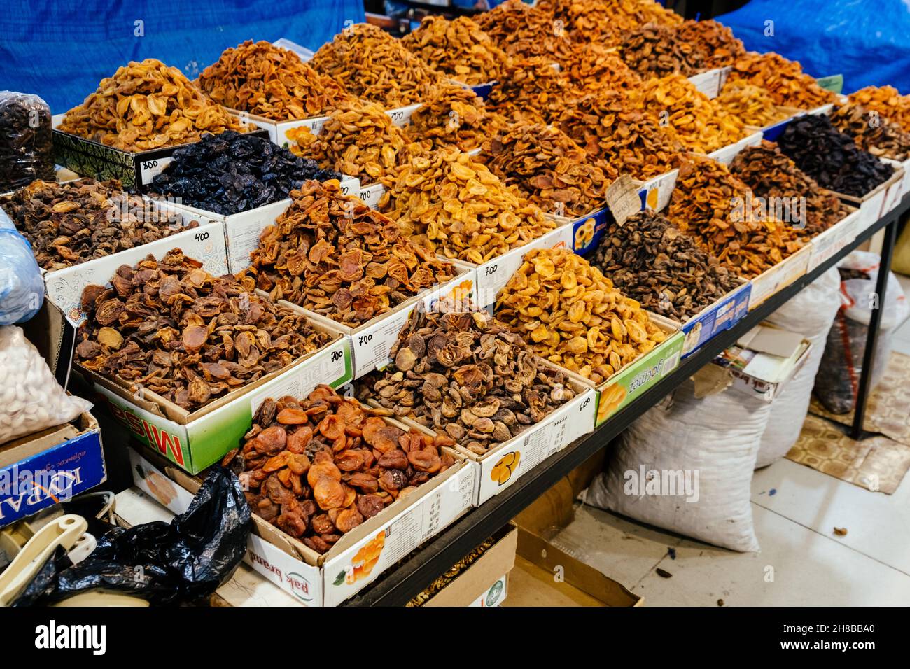 Makhachkala, Russia - October, 2021: dried fruits and nuts are sold in ...