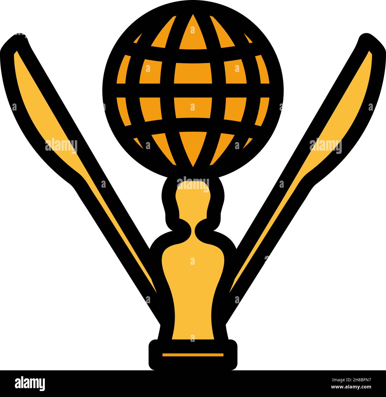 Cricket Cup Icon. Editable Bold Outline With Color Fill Design. Vector