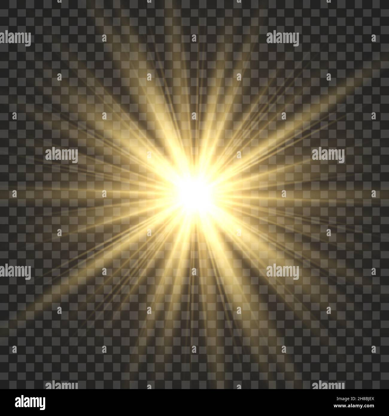 Realistic Sun Rays Yellow Sun Ray Glow Abstract Shine Light Effect