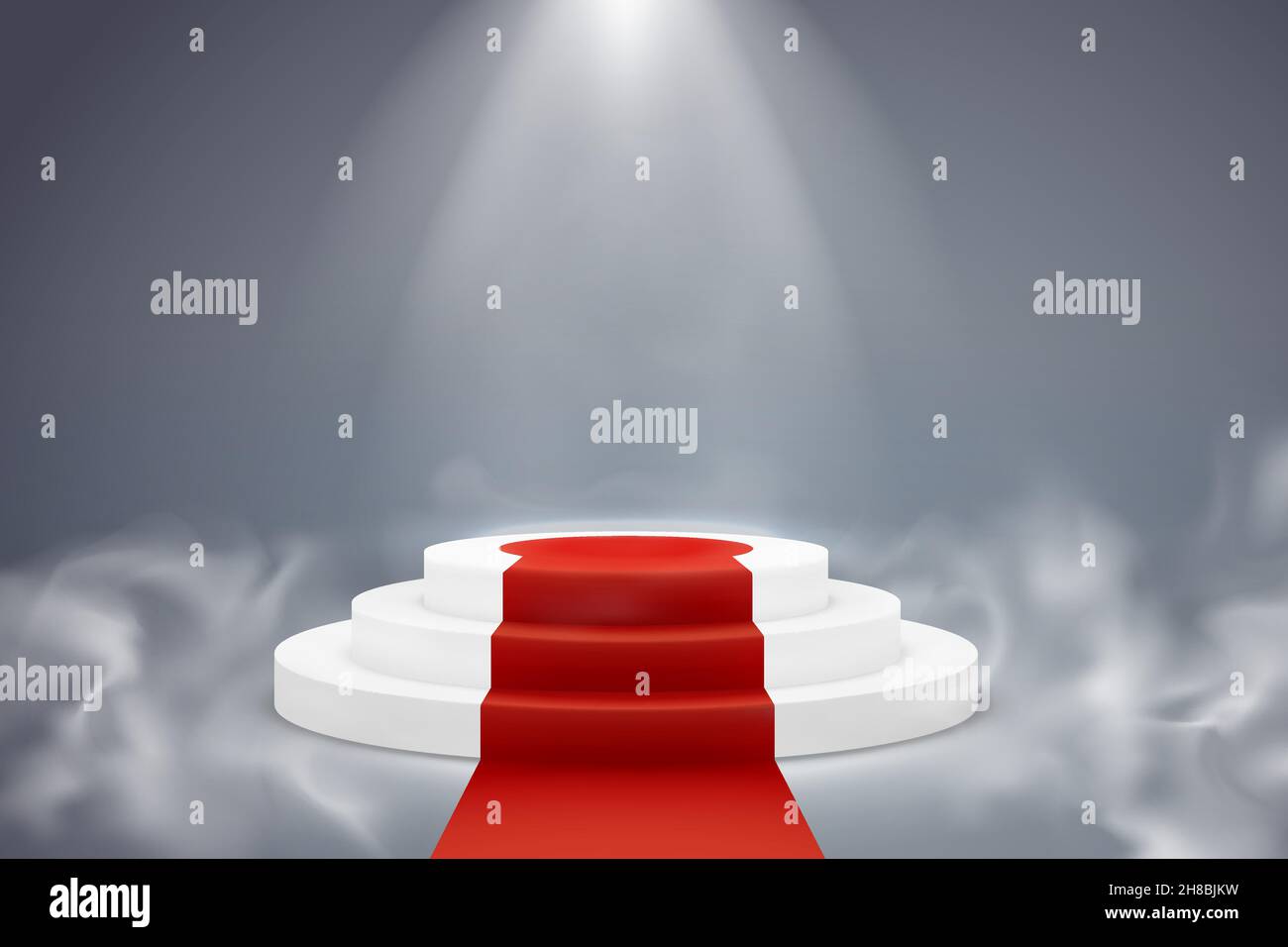 Round podium. Pedestal platform illuminated ceremony achievement winner ...