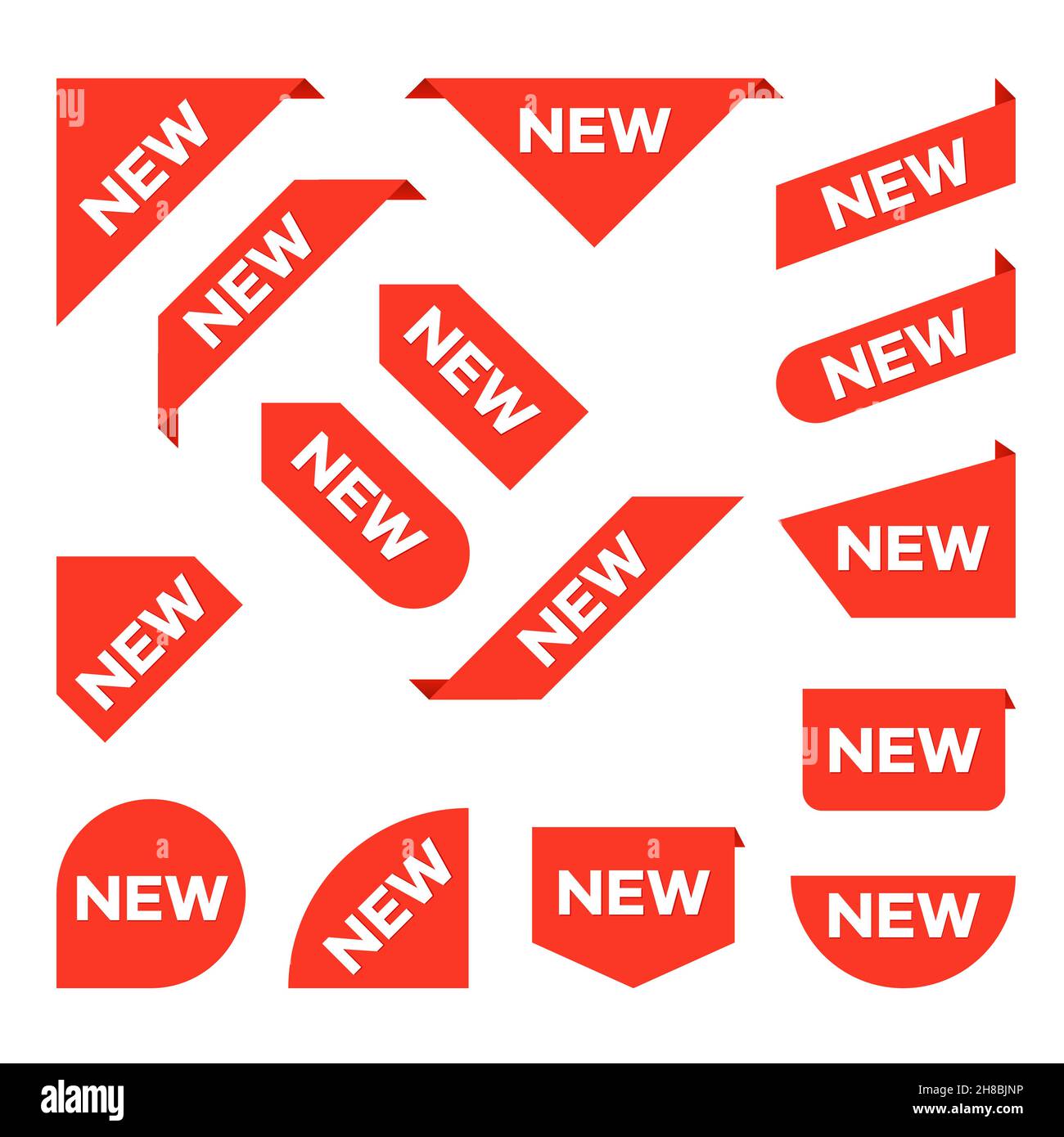 New ribbons. Corner banner, new tag labels and present buttons vector