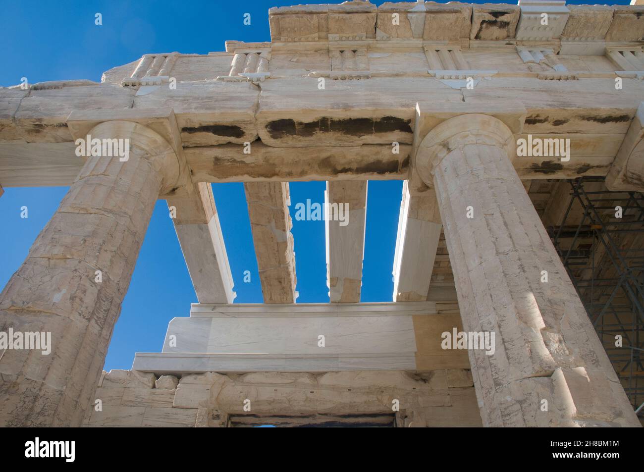 The Propylaia (main entrance), Acropolis, Athens, Greece, UNESCO word heritage site Stock Photo