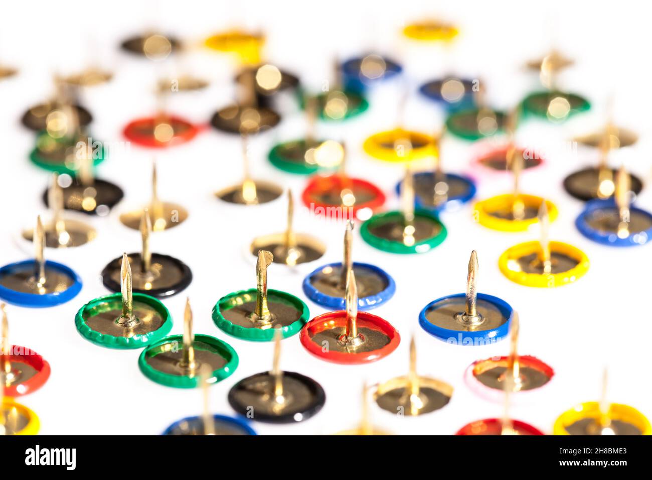 A colorful thumbtacks Stock Photo