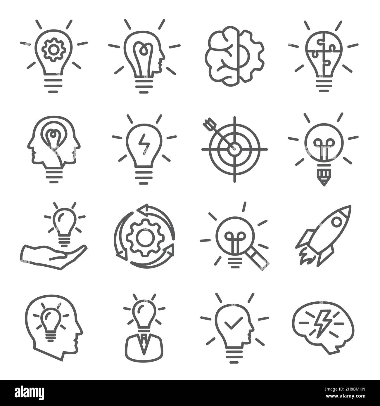 Set creativity innovation line hi-res stock photography and images - Alamy