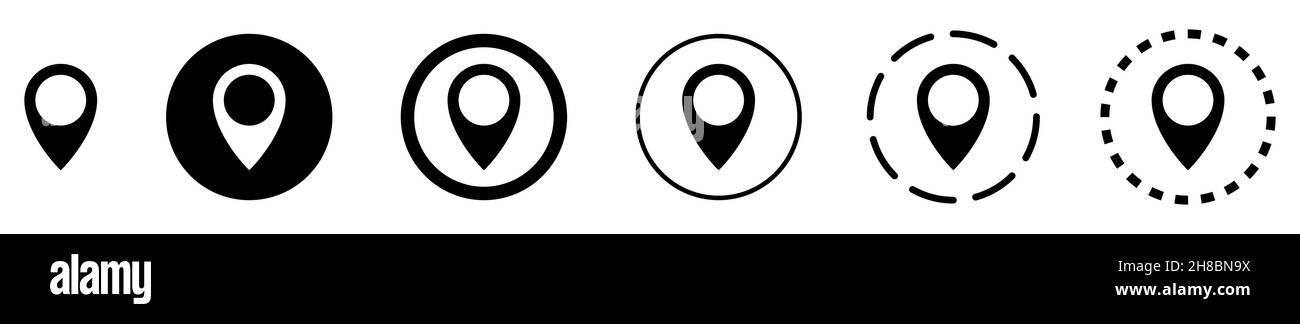 Location pin icon. Set of map pin icons. Vector illustration. GPS black ...