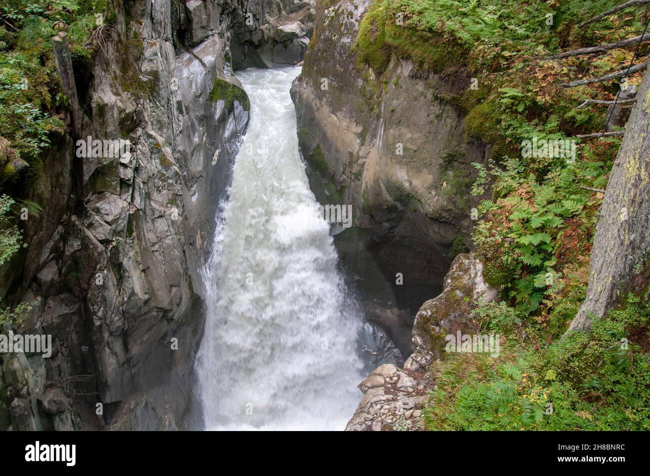 rapid flowing water as seen from the Wilde Wasser Weg (Wild water way) trail, Stubaital, Tyrol, Austria Stock Photo