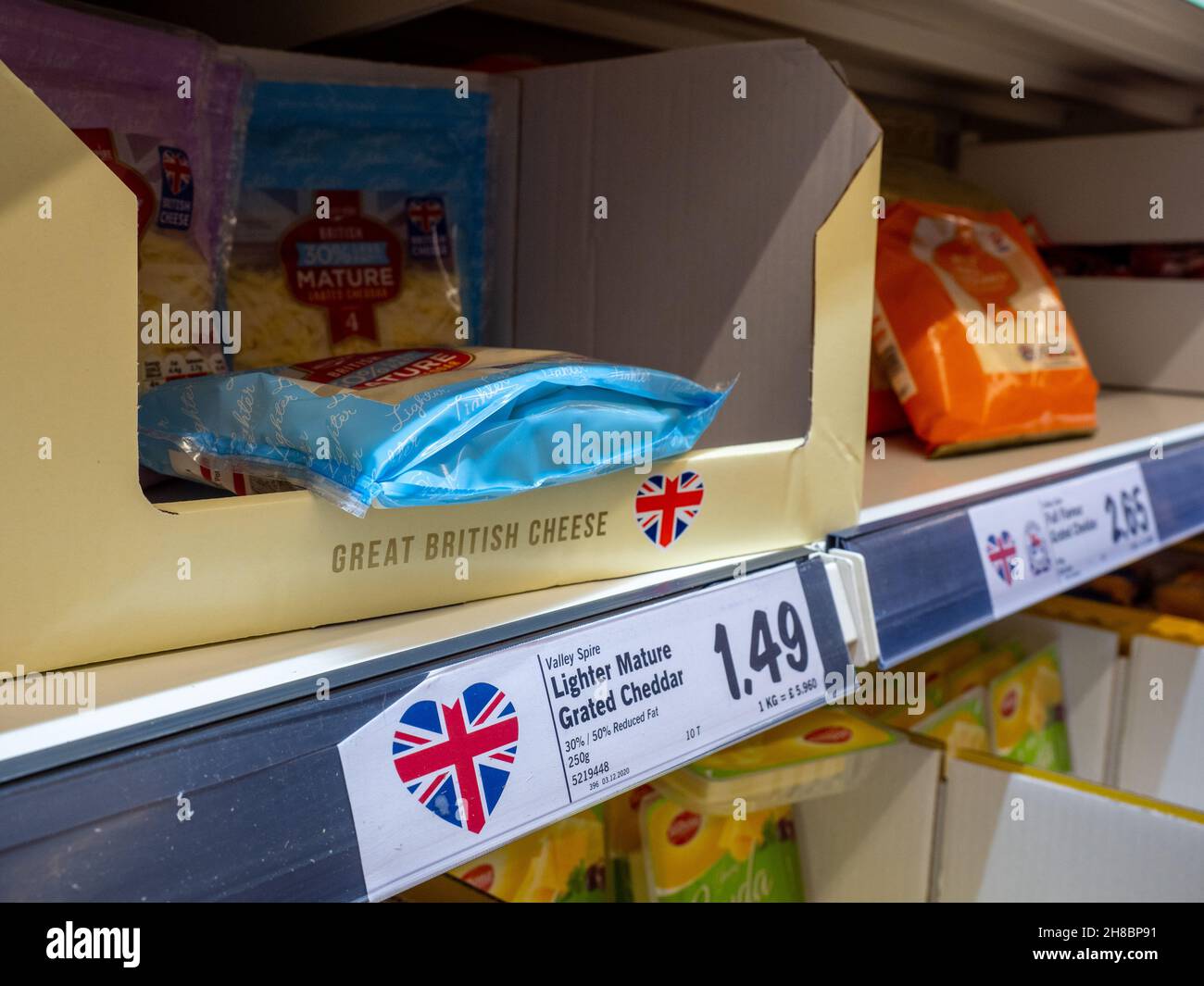 British produce for sale at the Tottenham Hale Lidl store Stock Photo