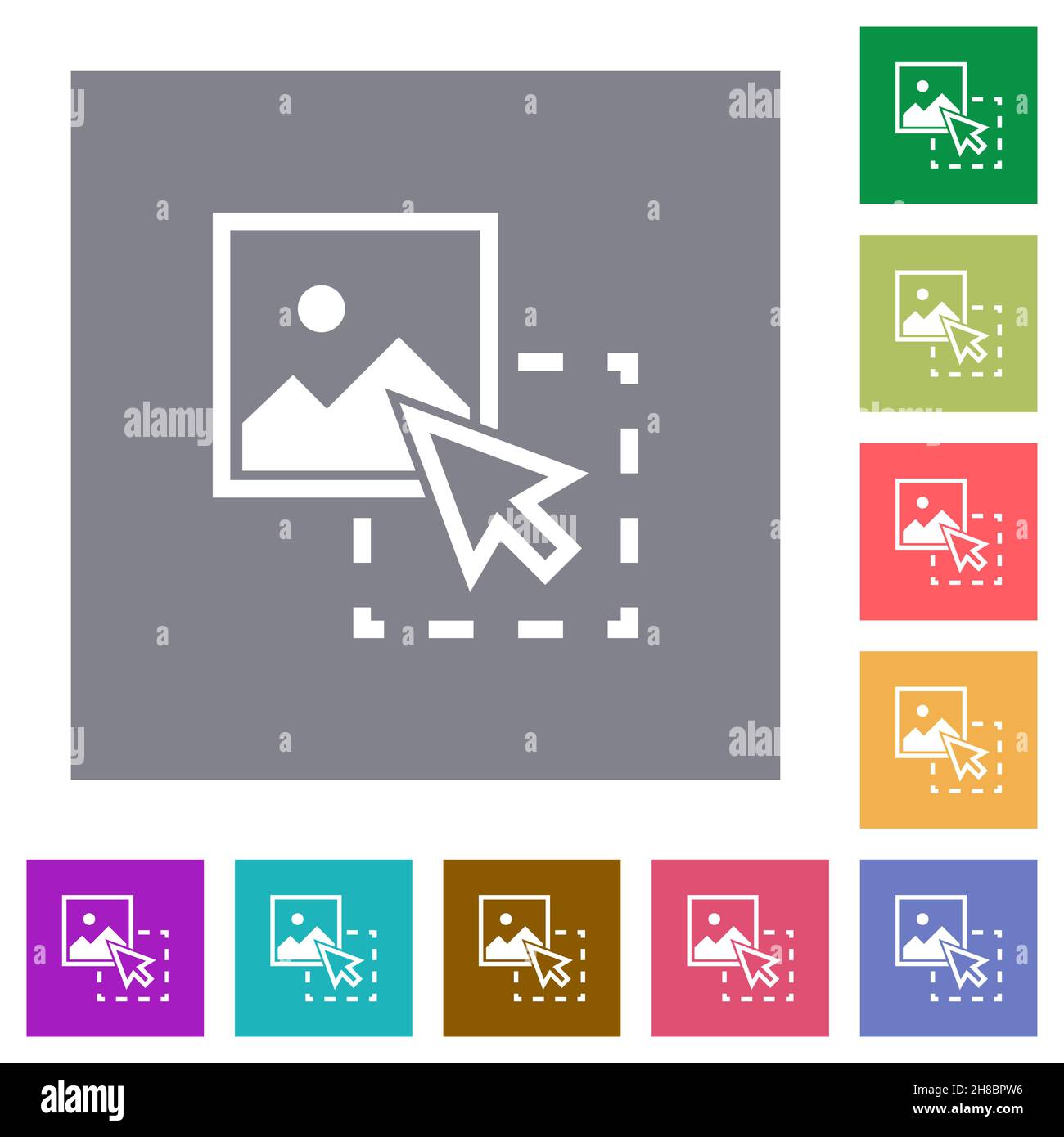 Drag image to upload flat icons on simple color square backgrounds ...