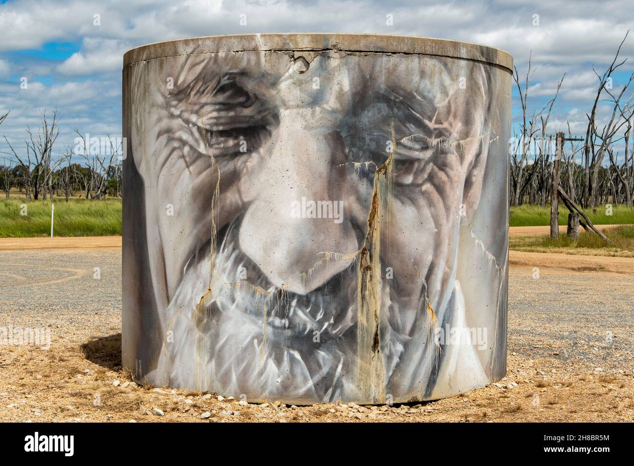 Water Tank Art, Winton Wetlands, Victoria, Australia Stock Photo