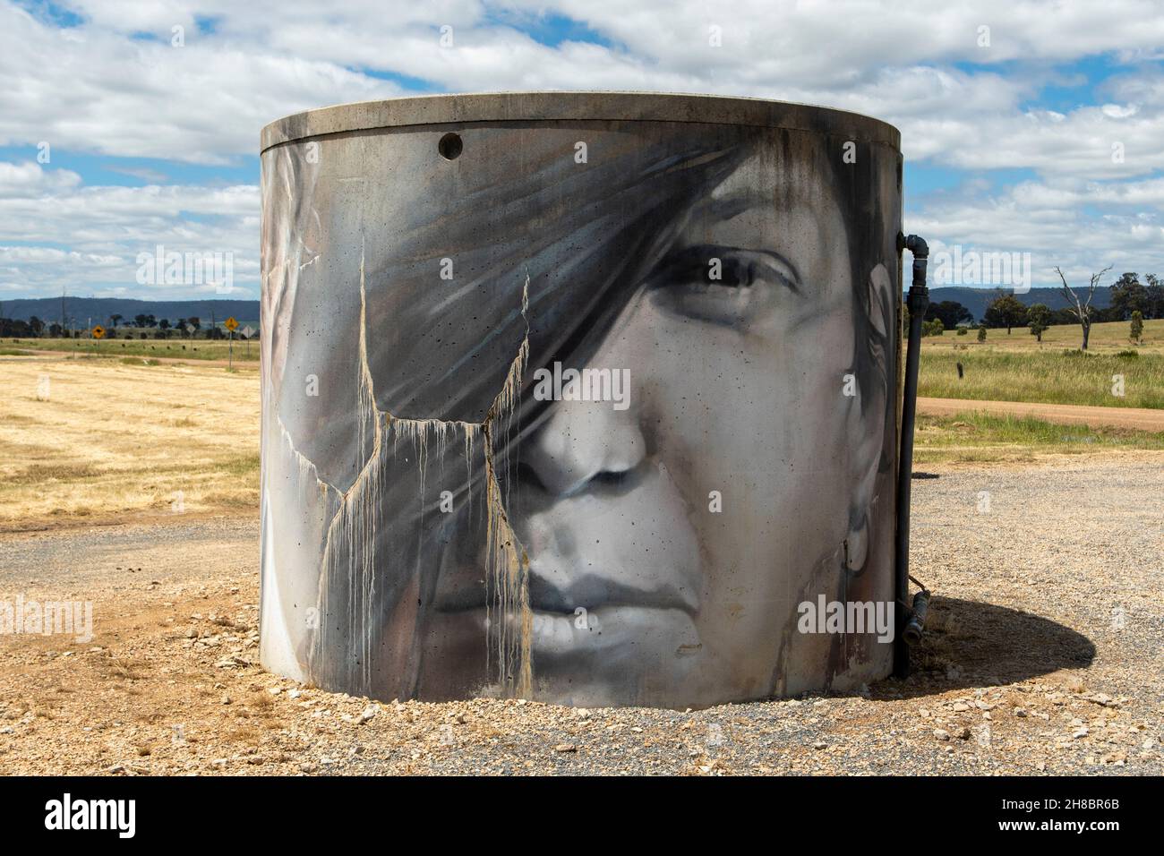 Water Tank Art, Winton Wetlands, Victoria, Australia Stock Photo