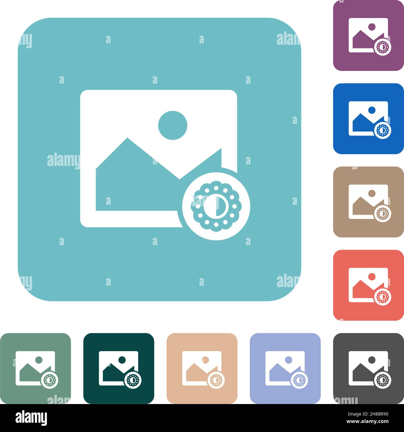 Image saturation white flat icons on color rounded square backgrounds ...