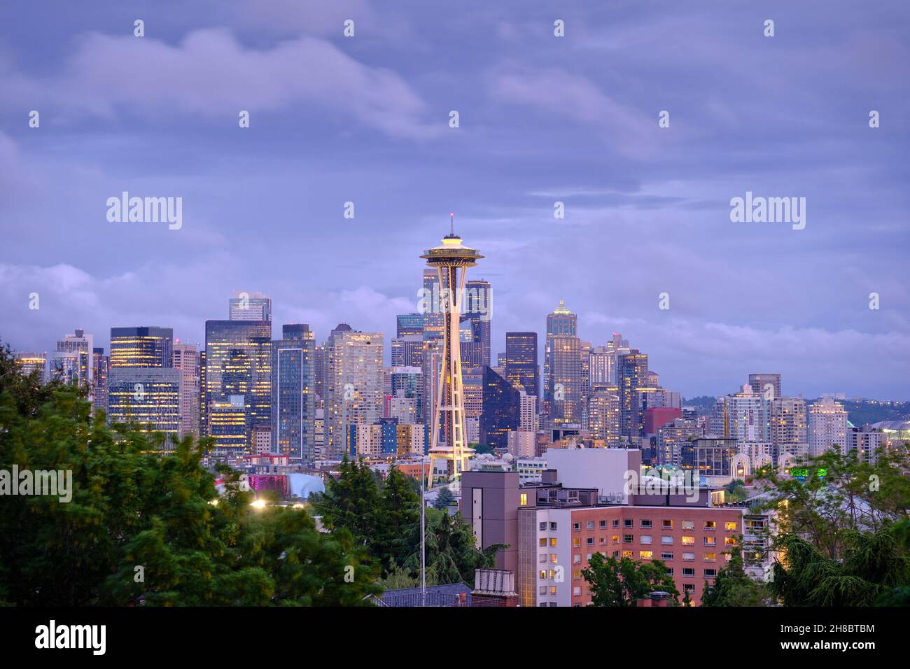 Night panorama of Seattle, Washington Stock Photo