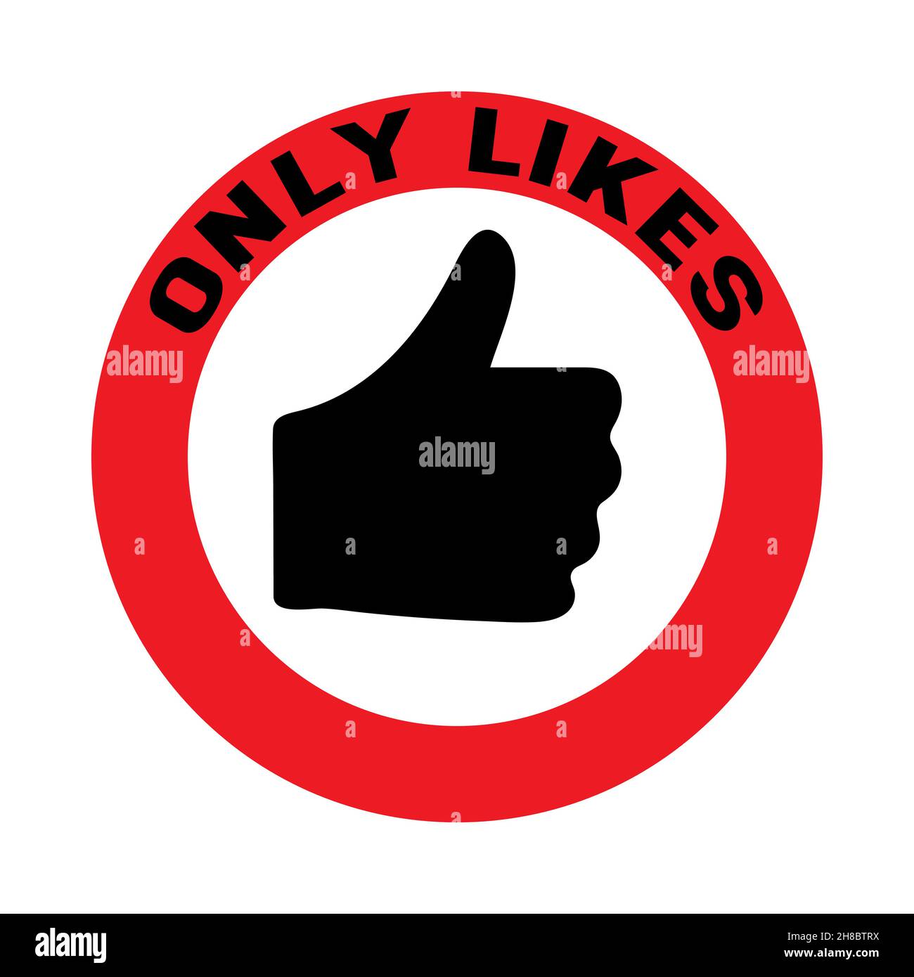 like hand gesture in red circle with slogan, internet communication free of negativity and bullying. Stock Vector