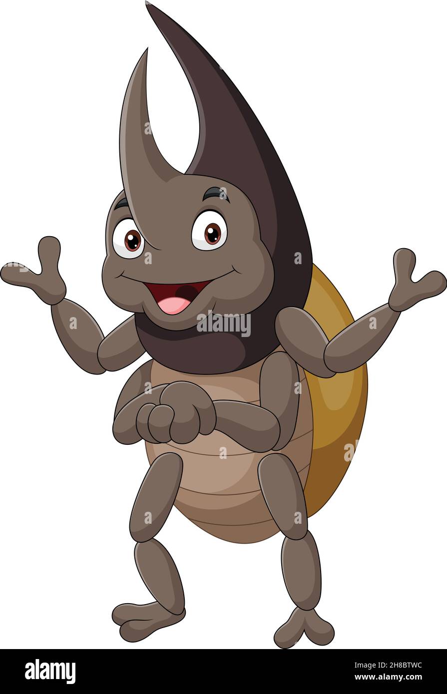 Cartoon funny rhinoceros beetle posing Stock Vector