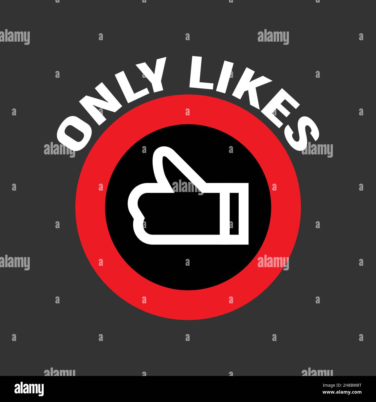 like hand gesture in red circle with slogan, internet communication free of negativity and bullying. Stock Vector