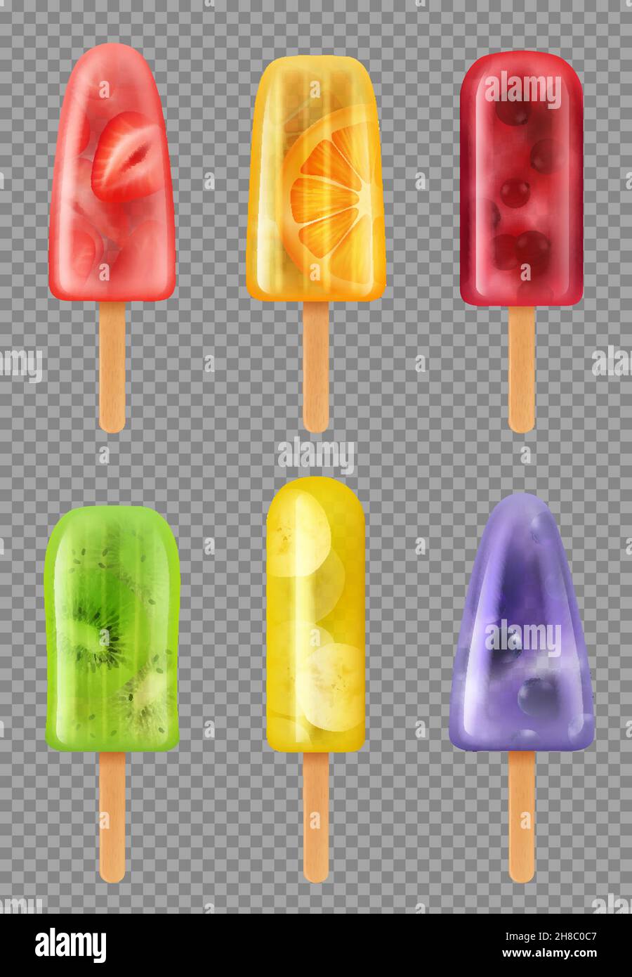 Frozen fruit juice. Healthy summer ice sorbet refreshing products icecream on stick decent