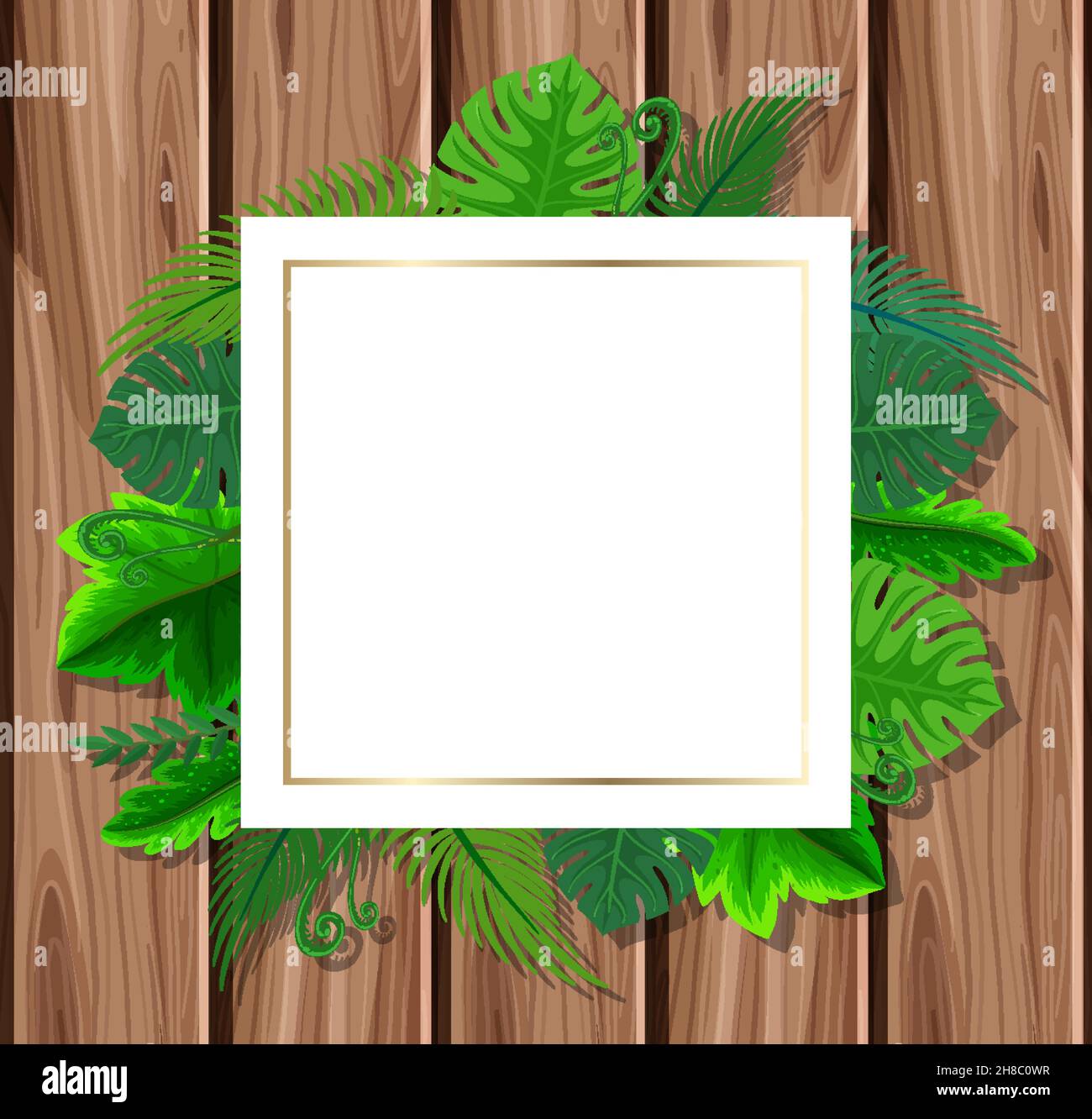 Square frame with tropical green leaves illustration Stock Vector Image ...
