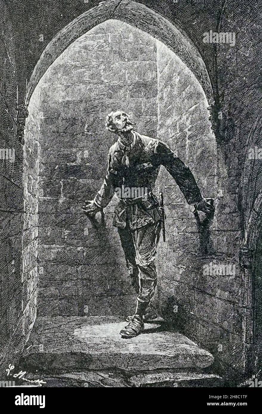 It seemed to be a well from ' The Carpathian Castle ' (or The castle of the Carpathians) by Jules, Verne, 1828-1905. May have been the inspiration for Dracula, Published in New York, by Merriam in 1894 In the village of Werst in the Carpathian mountains of Transylvania, some mysterious things are occurring and the villagers believe that Chort (the devil) occupies the castle. A visitor to the region, Count Franz de Telek, is intrigued by the stories and decides to go to the castle and investigate. He finds that the owner of the castle is Baron Rodolphe de Gortz, with whom he is acquainted; year Stock Photo