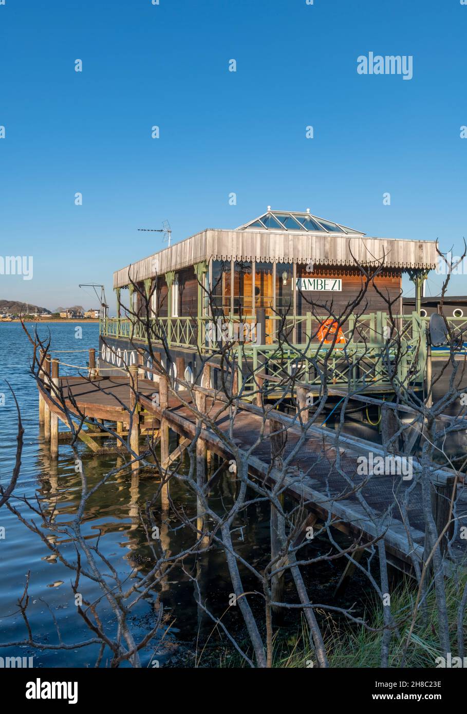 old houseboat holiday home at bembridge on the coastline of the isle of