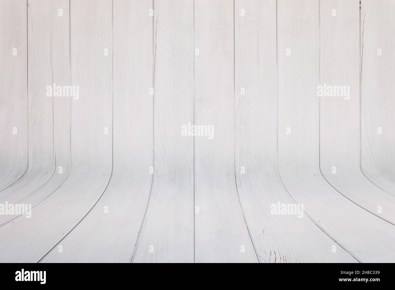 Clean white wooden curved background Stock Photo