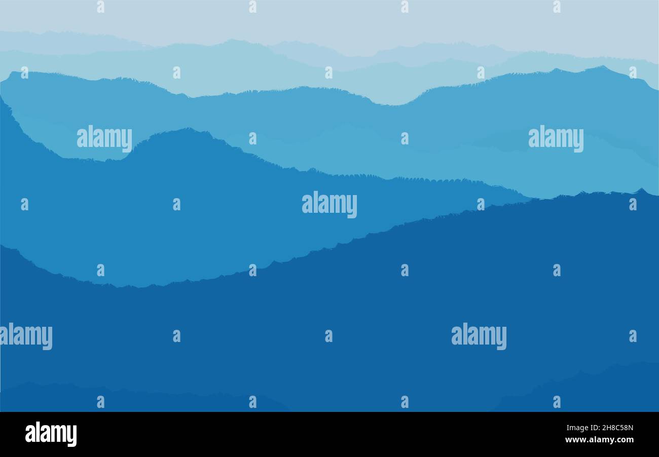Vector illustration of a lovely dark blue mountain landscape Stock